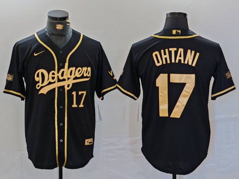 Men Los Angeles Dodgers #17 Ohtani Black gold Fashion Nike Game MLB Jersey style 7061->los angeles dodgers->MLB Jersey